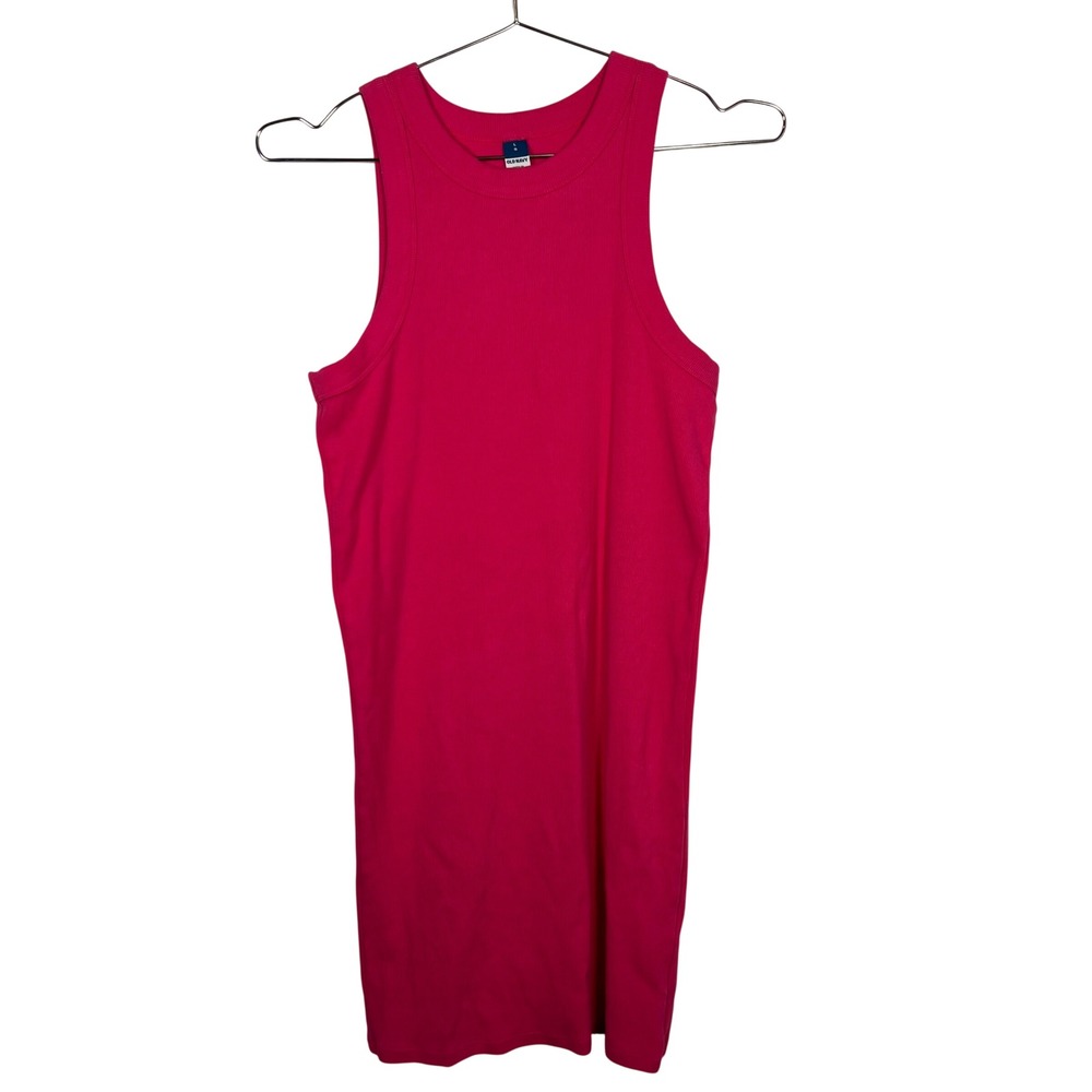 Old Navy Womens Ribbed Tank Mini Dress Pink Sleeveless‎ Crew Neck Large